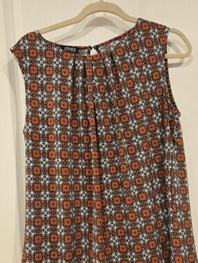 Jones New York Orange and Black Geometric Sleeveless Camisole